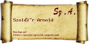Szolár Arnold névjegykártya
